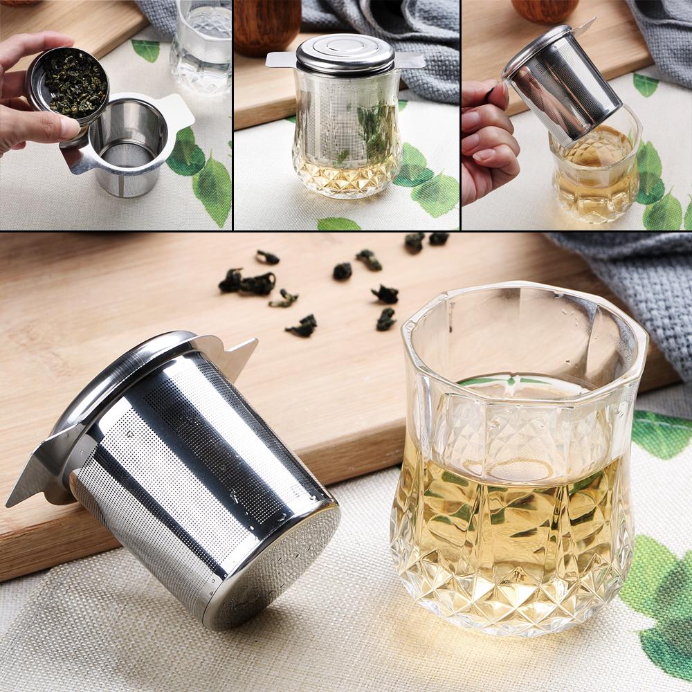 6cm Height Reusable Fine Mesh Tea Strainer Stainless Steel Tea Infusers Basket Lid Tea and Coffee Filters with 2 Handles