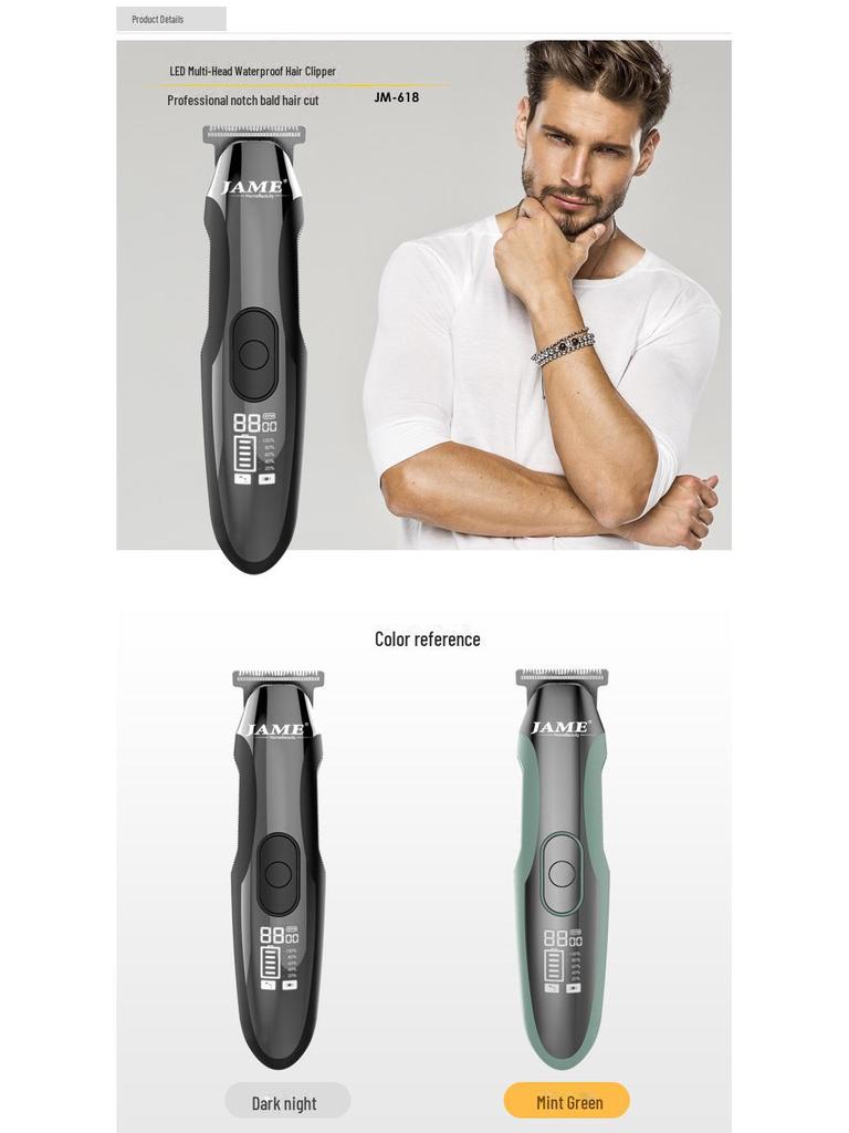 Jiamei 4-in-1 Men's Electric Razor: Notch Trimmer, Bald Clipper, HD Screen, Fully Washable