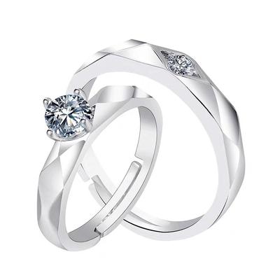 Paarring, modischer offener Paarring, Live-Hochzeitspaarring, platinierter Modering