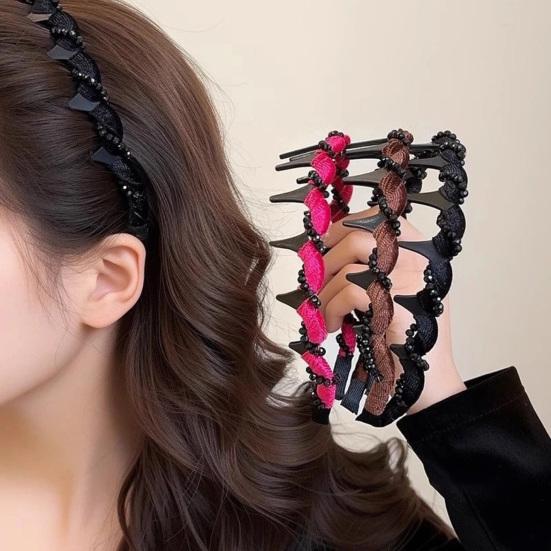 Rhinestone Hairband Elegant Vintage Non Slip Hair Hoop for Women Girls Fashionable Bridal Hair Accessory