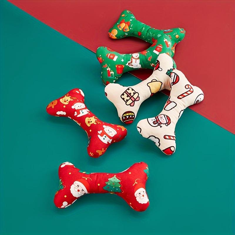 1pcs Durable Plush Bone-Shaped Dog Toy - Squeaky, Chew-Resistant for All Breeds-Perfect for Christmas & Birthday Parties