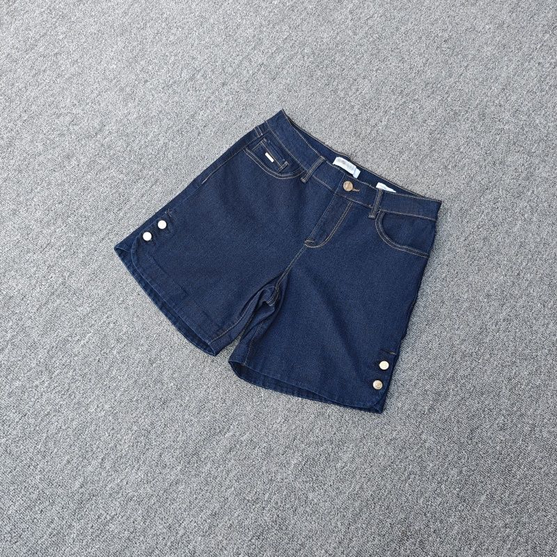 

European and American Single Summer High Waist Elastic Straight Denim Shorts Stretch Cotton Wide Leg Shorts Chubby Girl Plus Size Women s Hot Pants Dark blue 4