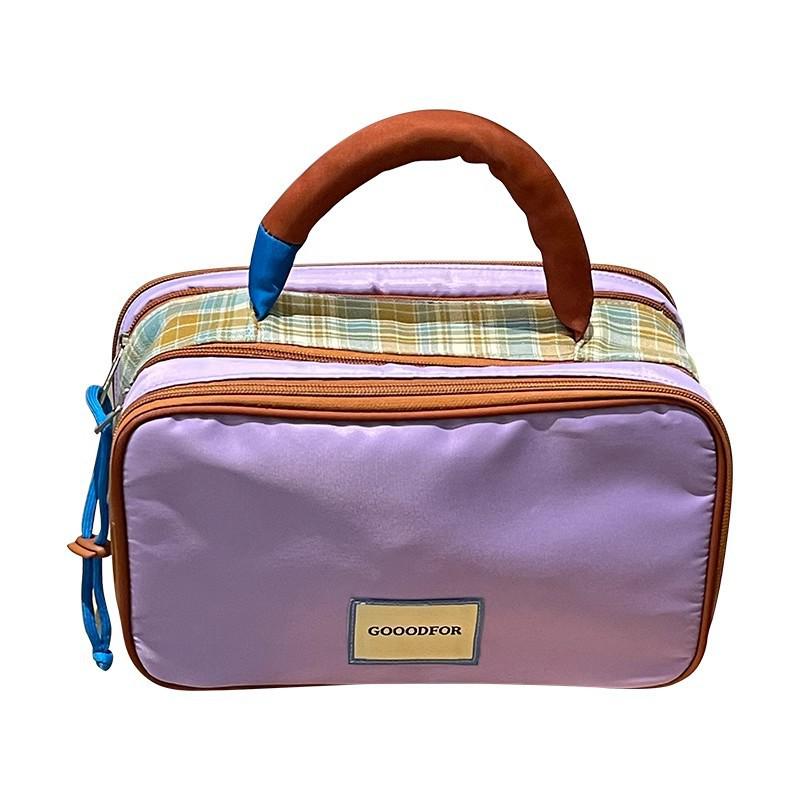High-End Travel Makeup & Toiletry Bag with Colorblock Design - Large Capacity and Portable