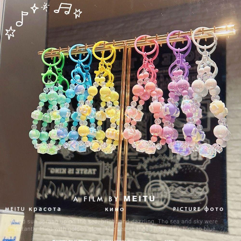 Candy Color Painted Beads Phone Chain Stylish Glitter Anti-lost Wrist Strap Bag Decoration  Gift