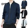 Men Baseball Coat Stand Collar Long Sleeve Zipper Placket Casual Outwear with Pockets Loose Fit Work Gym Jacket
