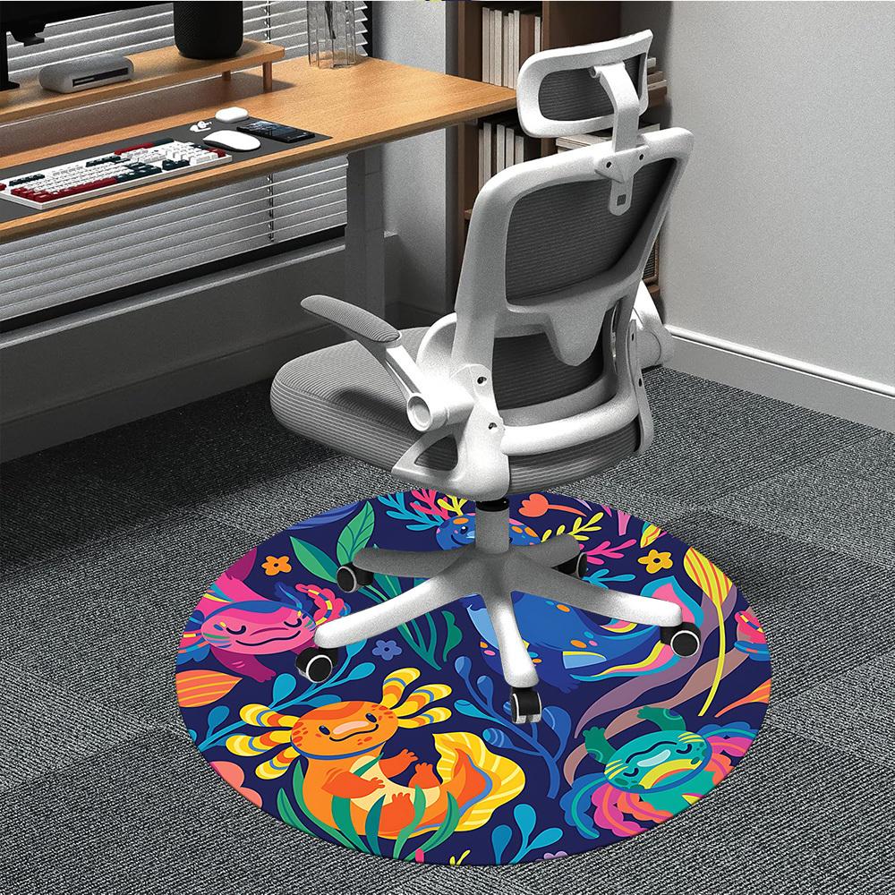 1pc Colorful Mogami Office Round Area Rug, Under Office Chairs Bedroom Living Room Home Decor, Room Deco