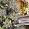 24pcs Christmas Glitter Poinsettia Flowers Artificial Flowers