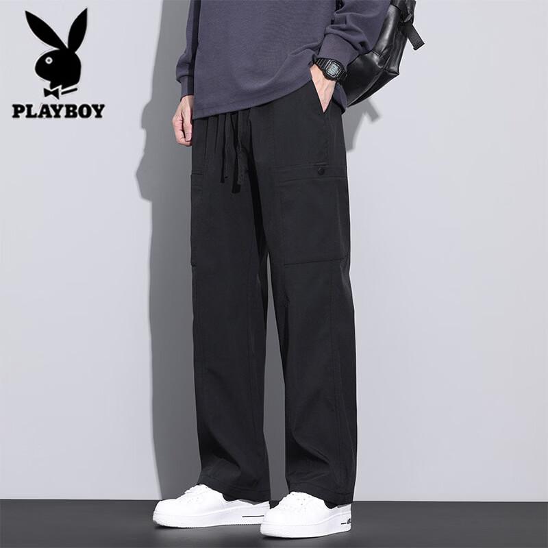 Playboy Men's Loose Fit Straight Leg Cargo Pants