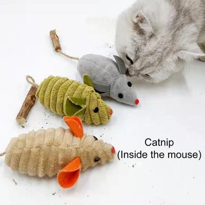 Cat Molar Toy Cute Plush Mouse Shape Fun Cat Toys Bite-Resistant Catnip Toy Interactive Play Toy Pet Supplies