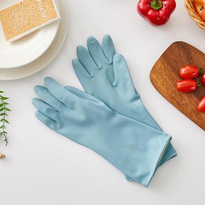 Kalın, uzun ömürlü, ağır hizmet tipi lateks kauçuk eldiven 3'lü set L_Gök Mavisi_DY0224006