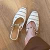 Sheepskin Version~ Retro Square Head Hollow Bag Head Sandals Women's Versatile Shallow Mouth Breathable Casual Shoes Single Shoes