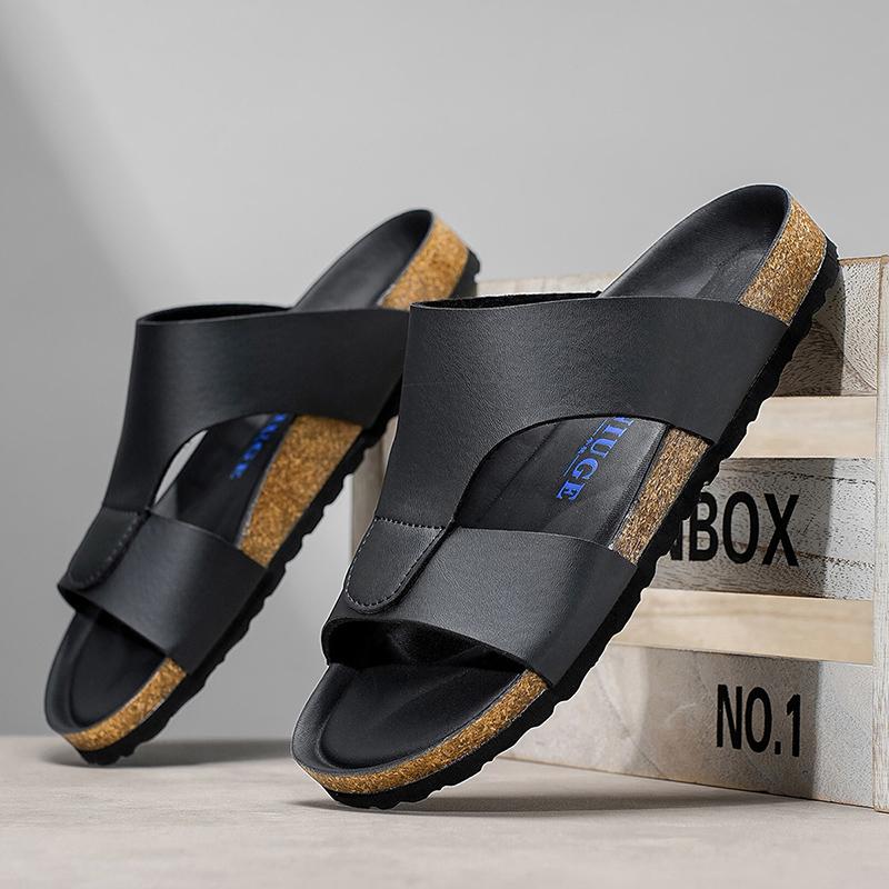 Fashion Outdoor Men's Summer Slippers Cork Clog Half Drag Outdoor Antiskid Male Slides Leisure Walk Flip-flops New Arrival Man Sandals
