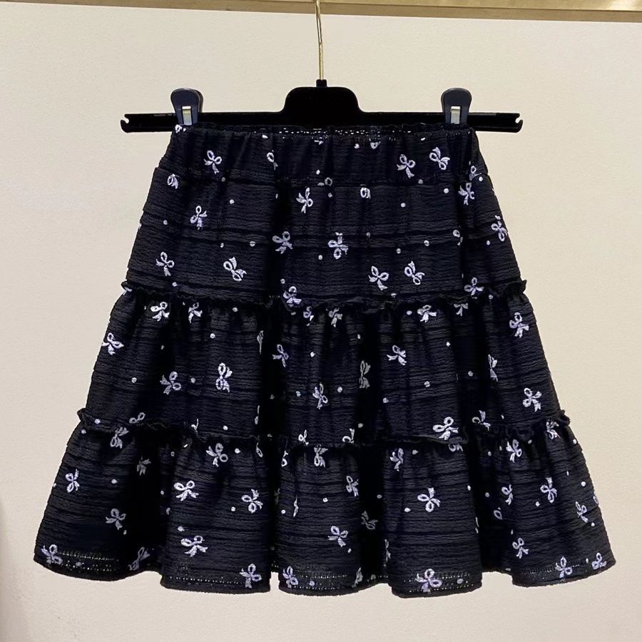 Women's Casual Elastic Waist Short Floral Skirts Solid Streetwear A Line Mini Skirt