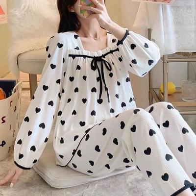 Pajamas Female Spring and Fall Long Sleeve Trousers Korean Version Loose Can Wear Fashion Miss Pajamas Home Clothing Suit