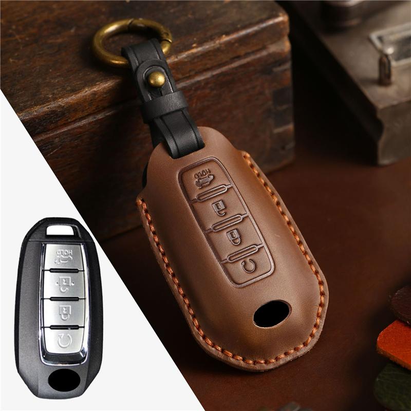 Leather Car Remote Key Cover Case Holder Shell Keychain Keyring Bag Fob For Infiniti New Q50L Q70L QX50 G25 FX35 QX60 QX55 Q60