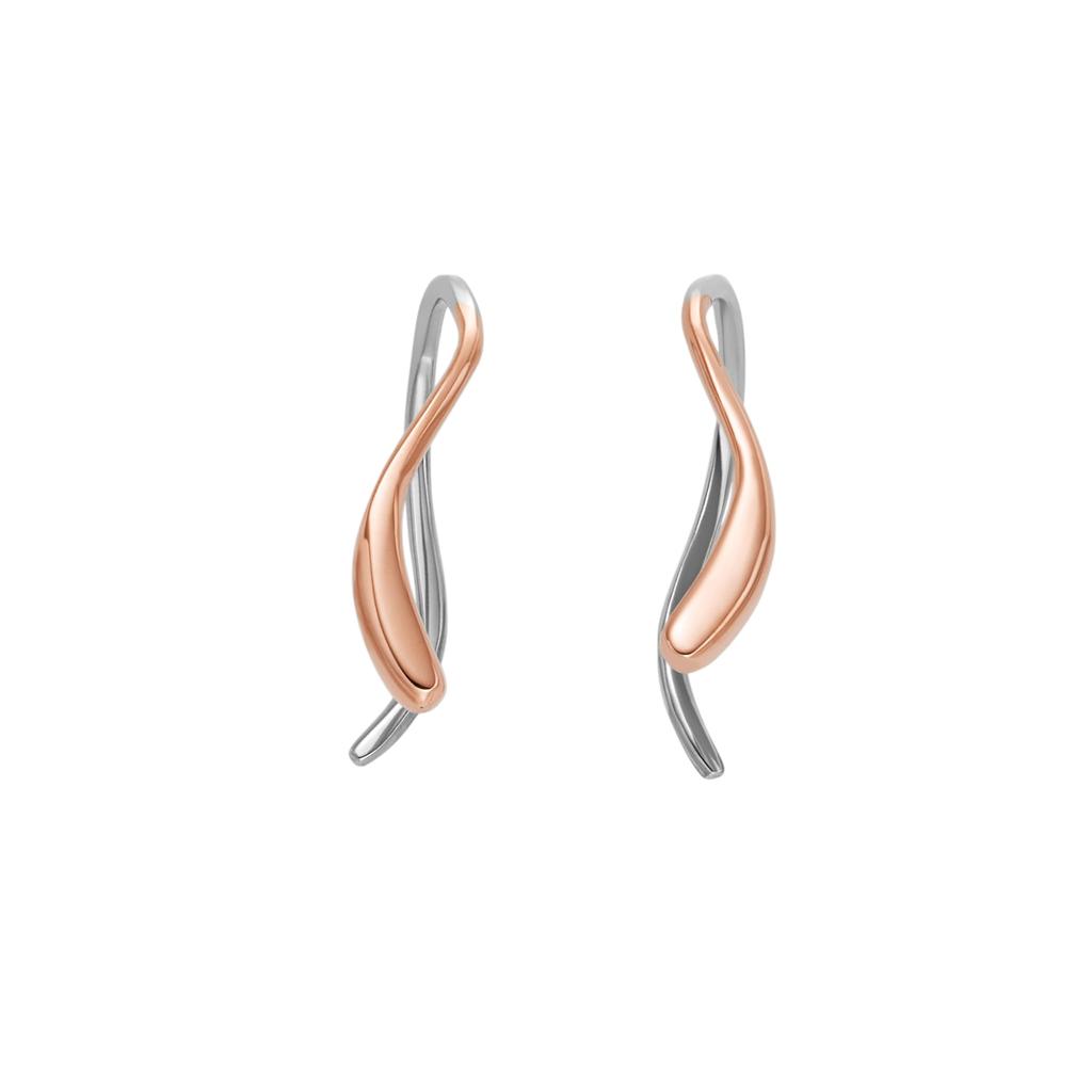 Skagen ESSENTIAL WAVES Rose Stainless Steel Drop SKJ1781791 Women's Gold-Tone Earrings,
