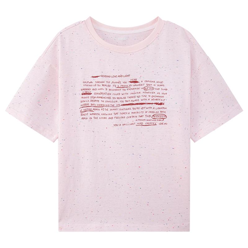 Girls  Dot Mesh Breathable Letter T-Shirt 140