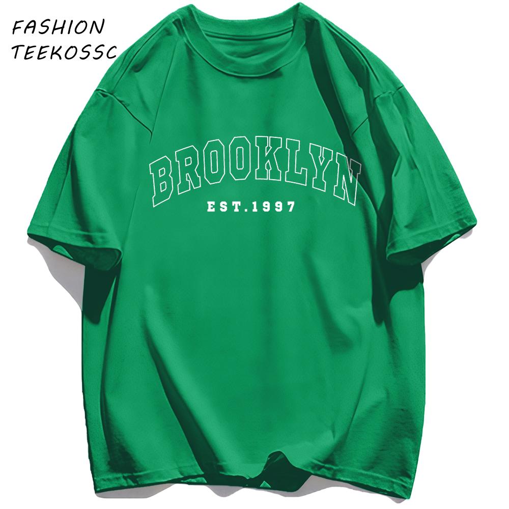 

Brooklyn Est 1997 City Usa Printing Men TShirt Summer Casual T Shirts AllMatch Crewneck Tops Oversized Soft Streetwear 4XL