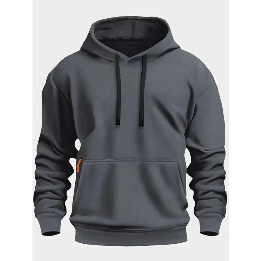 Fall/Winter New Arrival Men's Fleece Hoodie High Quality Solid Color Hooded Sweatshirt Male Fashionable Street Style Sweatshirt