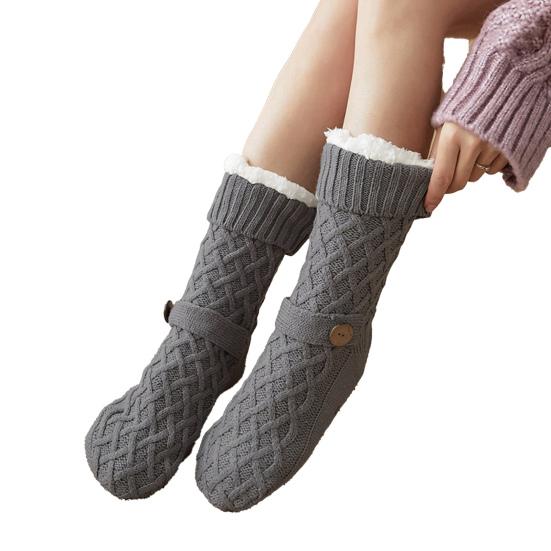 Winter Floor Socks Anti-Slip Fleece Lined House Socks Warm Slipper Socks with Grippers