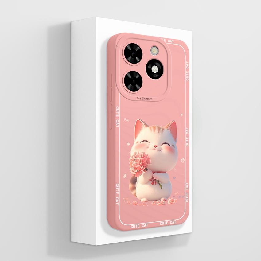 For Tecno Pop 10C Camon 40 Pro Premier Phone Bags Cute Black Cat Patterns Liquid Silicone Anti Fall Durable Premium Protection Cases For Tecno Housing