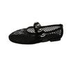 Foreign trade large size metal buckle mesh Mary Jane single shoes women's 2025 summer new European and American fashionable flat comfortable shoes