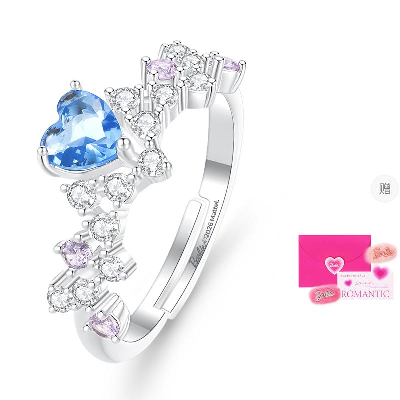 Barbie ring [ crystal latest upgraded heart of the ocean] Exploding blue heart crown women s ring. Purple diamonds are staggered Y-Ba2604031 синий