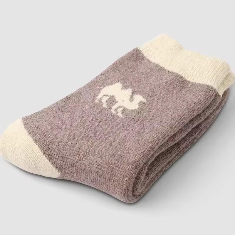 5 Pairs Lot Winter Wool Socks Male Men's Super Thicker Solid Merino Plush Women's Socks Against Cold Snow Terry Warm Socks