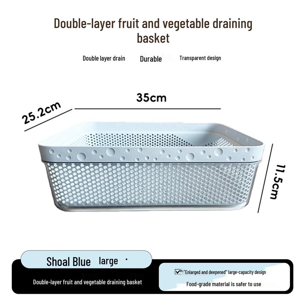 Double-Layer Draining & Storage Basket for Vegetables and Fruits