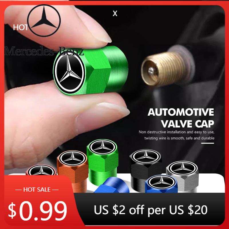 Car Sticker 4pcs Car Wheel Tire Valve Tyre Caps Universal Auto Accessories For Mercedes Benz W211 W124 W176 W177 C180 C200 C260