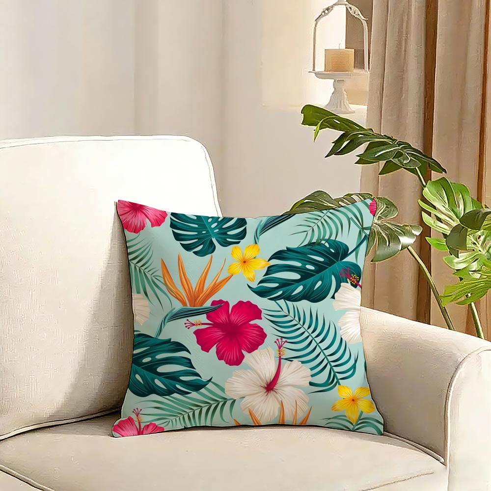 Cool Summer Prints Cushion Cover Reversible Plush Pillow Cover Soft Fluffy Home Decor for Sofa Bedroom
