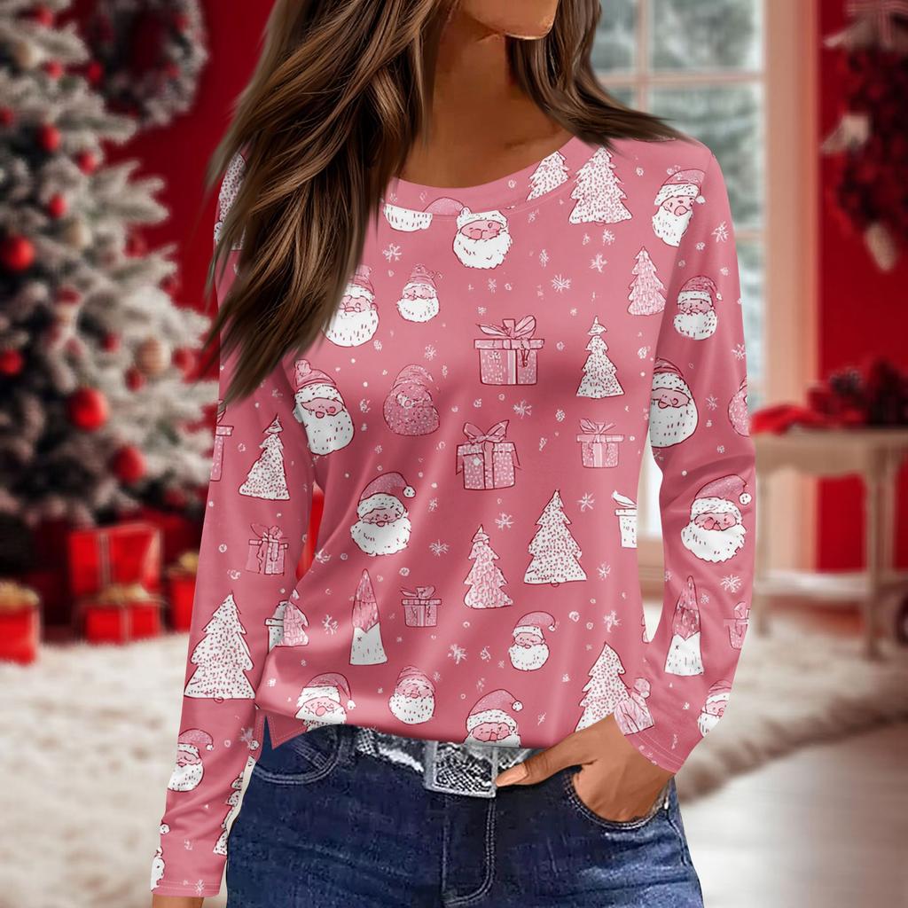 Women's Daily Casual Long-sleeved Printed O-neck Top