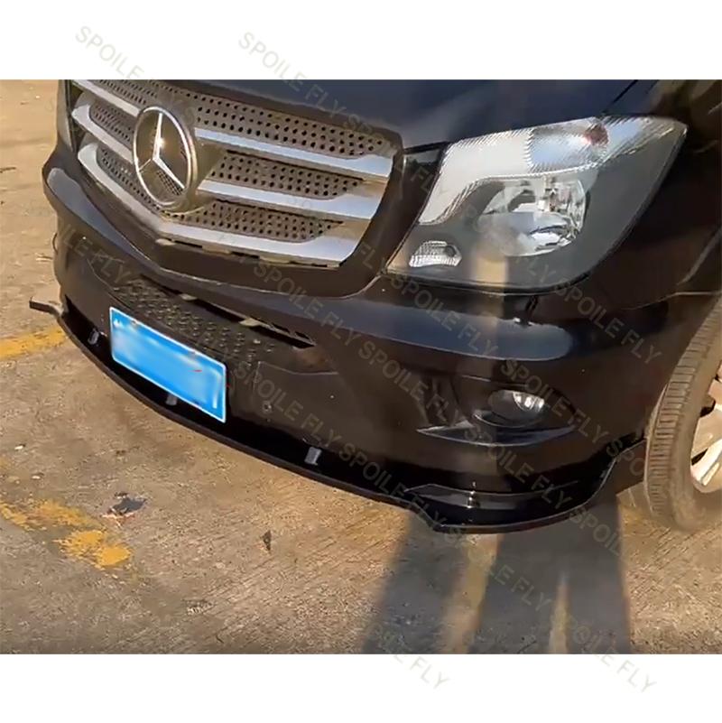 For Mercedes-Benz Sprinter W906 2014-2016 3Pcs Car Front Bumper Lip Spoiler Body Kit Splitter Protector Blade Plate Glossy Black