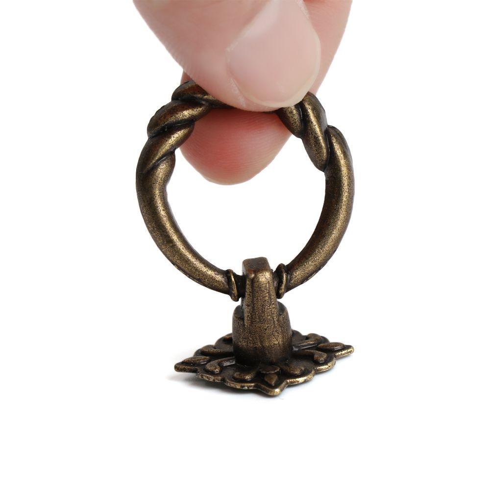 Retro Bronze Handles Ring Pattern Wardrobe Cabinet Drawer Closet Single Hole Pulls Multi-purpose Furniture Auxiliary Knobs