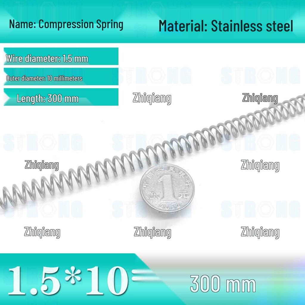 304 Stainless Steel Compression Spring – 300mm Long, High Elasticity, Shock Absorption, Customizable