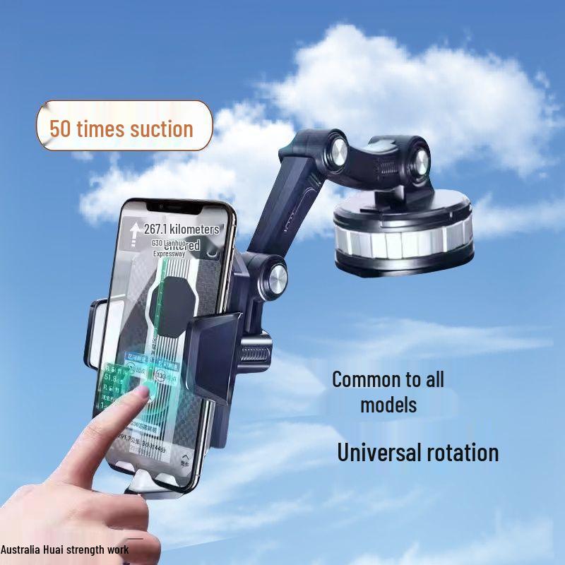 Universal Car & Truck Phone Holder with Rotating Suction Cup for Dashboard & Windshield; Shockproof Design.