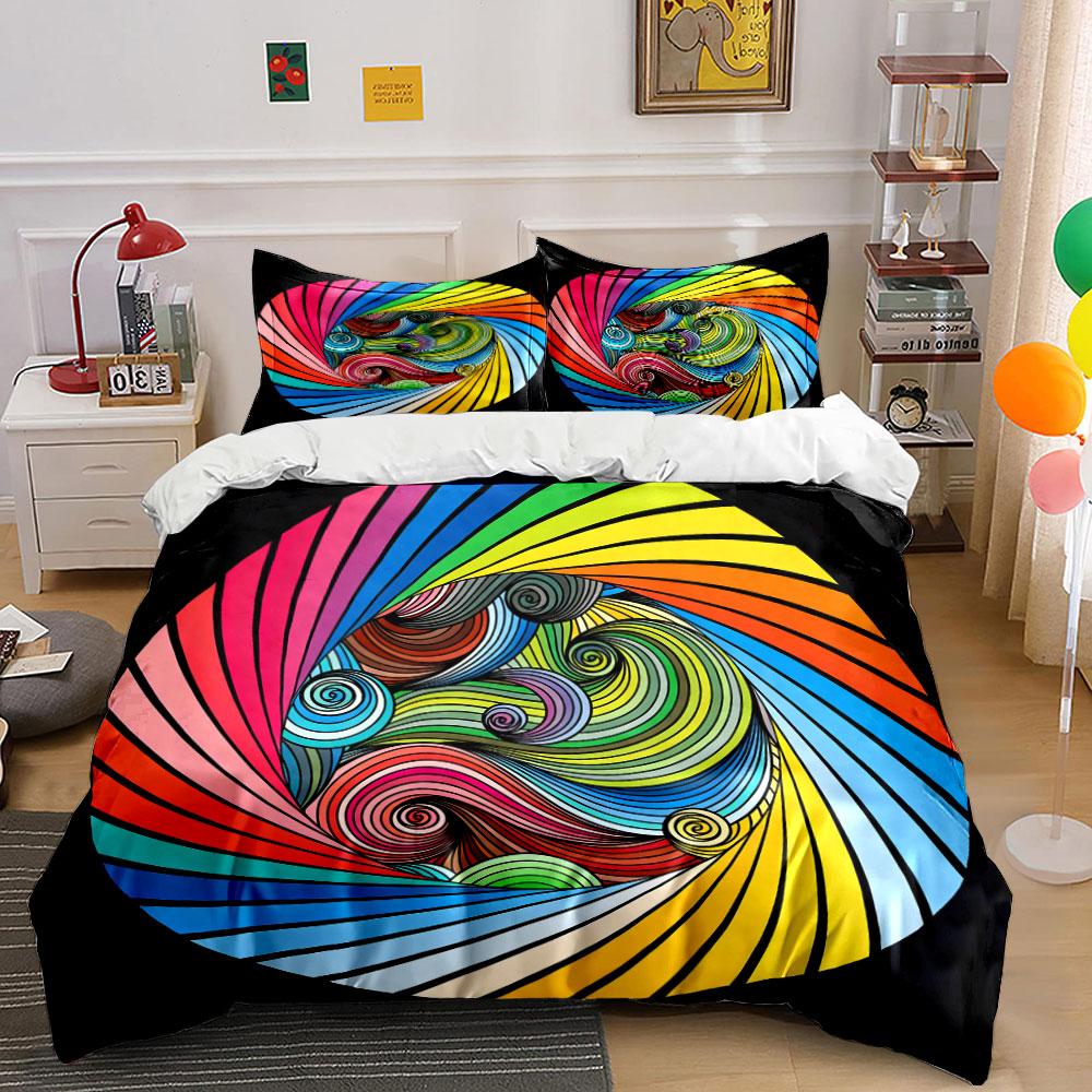 Colorful Abstract Three-Piece Set Soft Comfortable Duvet Cover Bedding Set Included 1*Duvet Cover & 2*Pillowcases, Gift