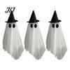 Garden Haunted House Accessories 3 Pcs Halloween Hanging Ghost Decoration, Spooky Large Mesh Easy Storage Props with Witch Hat for Porch, Yard,