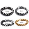 Punk Skull Bracelets Men Stainless Steel Shiny Matte Skull Charm Link Chain Brecelets Male Gothic Jewelry