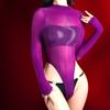 Women Sexy Bodysuit High-Fork Oil Shiny Glossy Five-Finger Swimsuit Ultra-Thin Silky Open Crotch Long-Sleeved Bodysuits