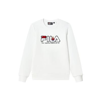 Logo Klassischer Rundhals-Fleece-Pullover Vintage Sweatshirt Damen Sweatshirt Weiß F51W248290FWT