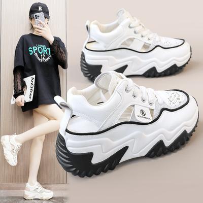 Jc8808 Height Increasing Insole Hollow Out Dad Shoes Korean Style Sneaker  New Colorblock Breathable Spring and Summer Casual Shoes for Women