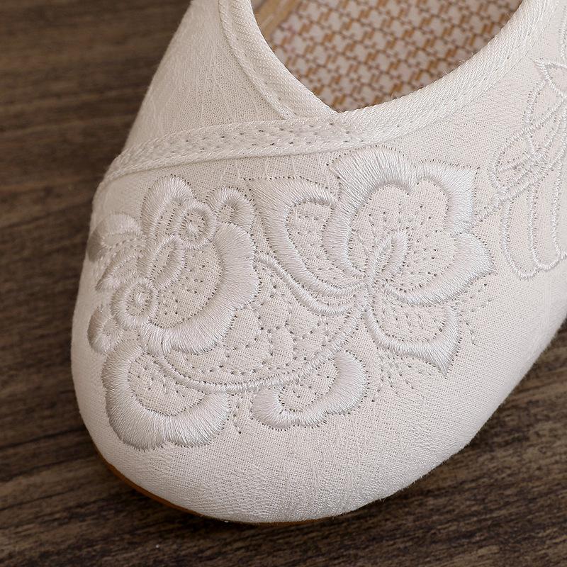 Dámské boty Hanfu - Jaro/Léto, Plochá Zenová Výšivka, Nízký Podpatek Etnický Styl pro Čajové Umělkyně