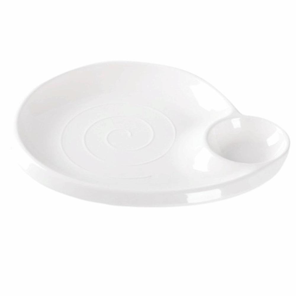 

Melamine Dumpling Plate Imitation Ceramic Thickened Snack Serving Tray with Vinegar Dish Drop-Resistant Sushi Plate білий