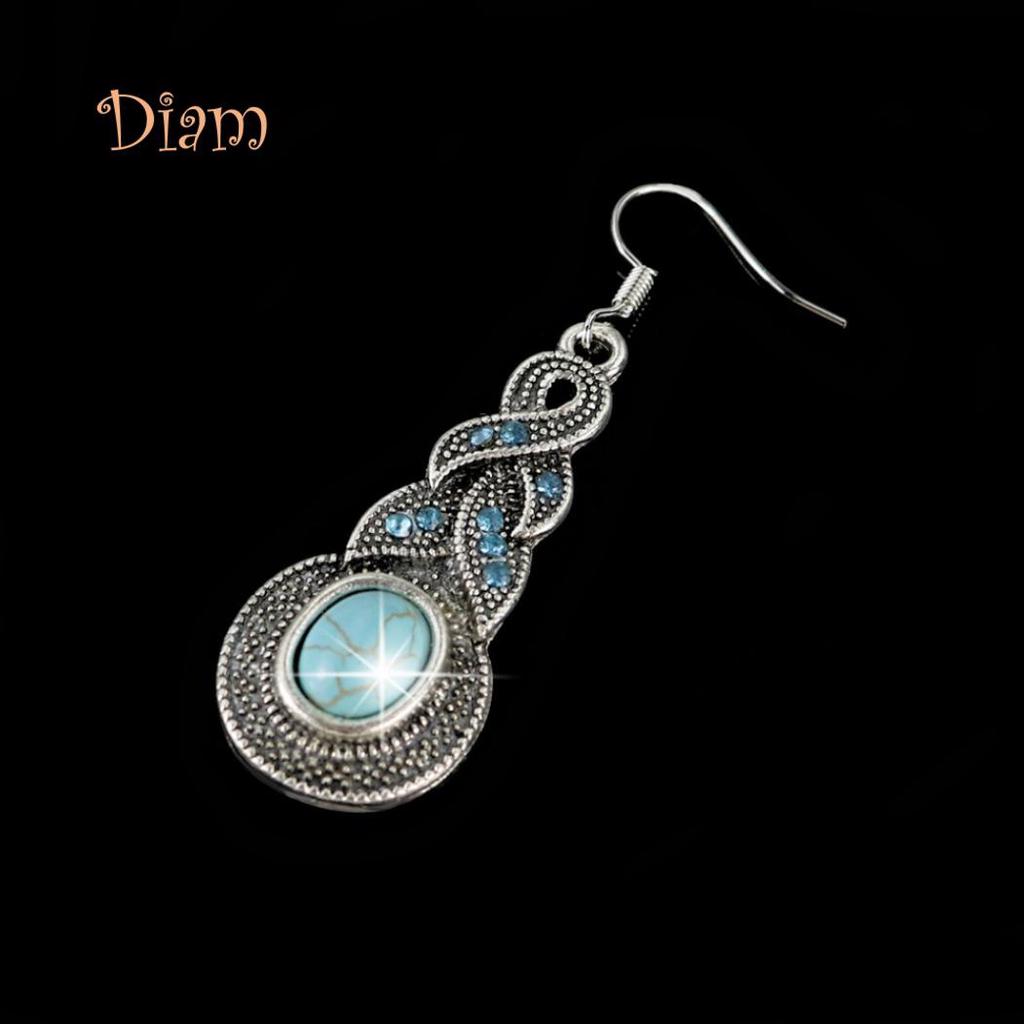 Miss Sugar Vintage Women Earrings Faux Turquoise Gourd Shape Long Dangle Ear Hooks Jewelry