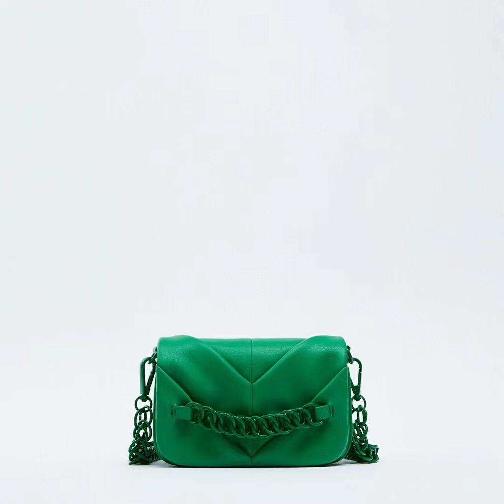 New Fashion Oblique Crossbag Pure Color Soft Leather Wrinkle Chain Chain Underarms Under The Underarms All Match Shoulder Bags