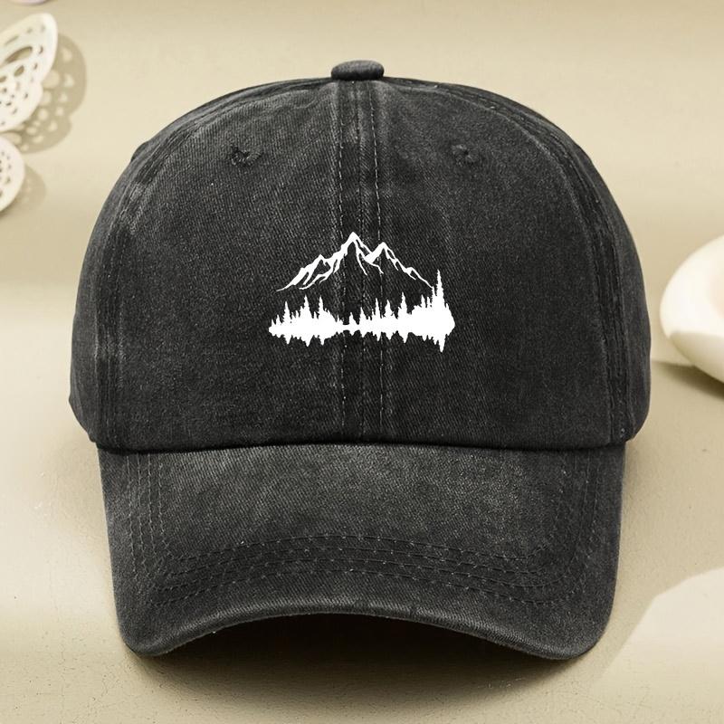 Adjustable buckle baseball cap with forest print, curved brim, outdoor casual duckbill cap, adjustable for sun protection