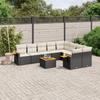 Vidaxl 10-Cz. Garden Lounge Set, Cushions Black Rattan Pe