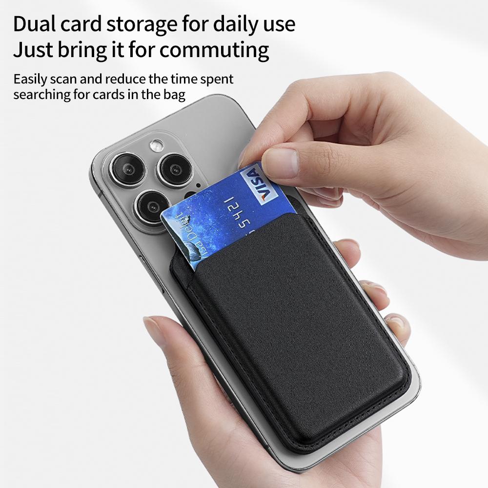 Bi-Fold Phone Card Bag PU Leather Magnetic Card Holder with Foldable Kickstand Function