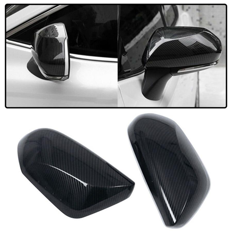 2x Carbon Fiber Look Door Rearview Mirror Cover Trim Black For Toyota Camry 2018